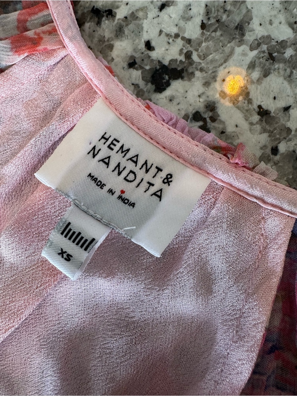 HEMANT & NANDITA x REVOLVE Sage Floral Romper Pink Boho XS Missing Sash $298 - Picture 5 of 12